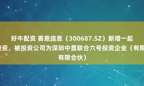 好牛配资 赛意信息（300687.SZ）新增一起对外投资，被投资公司为深圳中显联合六号投资企业（有限合伙）