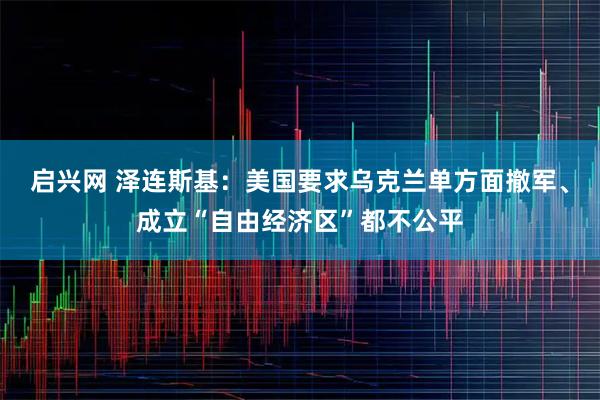 启兴网 泽连斯基：美国要求乌克兰单方面撤军、成立“自由经济区”都不公平